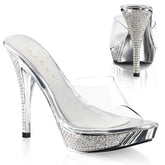 4 Inch Heel ELEGANT-401 Clear-Silver Chrome